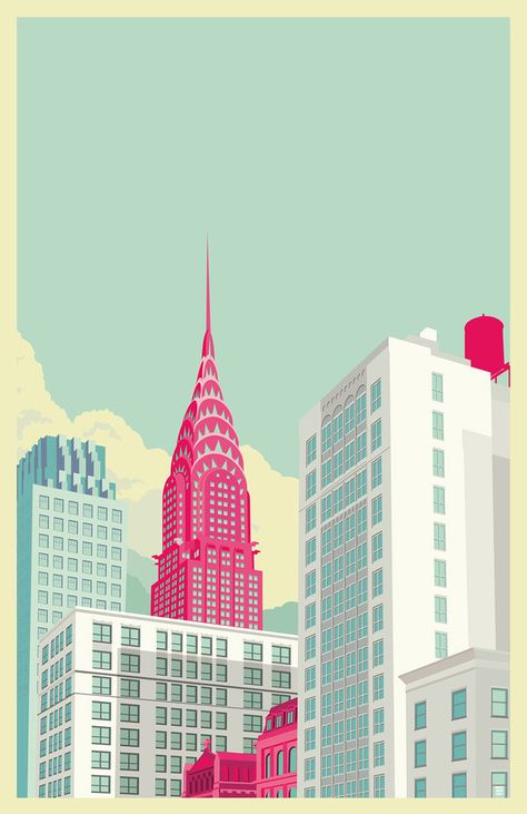 Edificio Chrysler Park Avenue Nyc, New York Illustration, Voyage New York, Building Illustration, Nyc Art, Chrysler Building, City Poster, City Illustration, Lower East Side