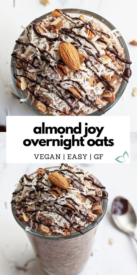 Overnight Oats Almond Joy, Almond Joy Overnight Oats Healthy, Overnight Oats With Flaxseed, Vegan Over Night Oats, Overnight Oats Recipe With Pudding, Best Healthy Breakfast Recipes, Yeast Free Meals, Overnight Oats Recipe Vegan, Flavored Overnight Oats