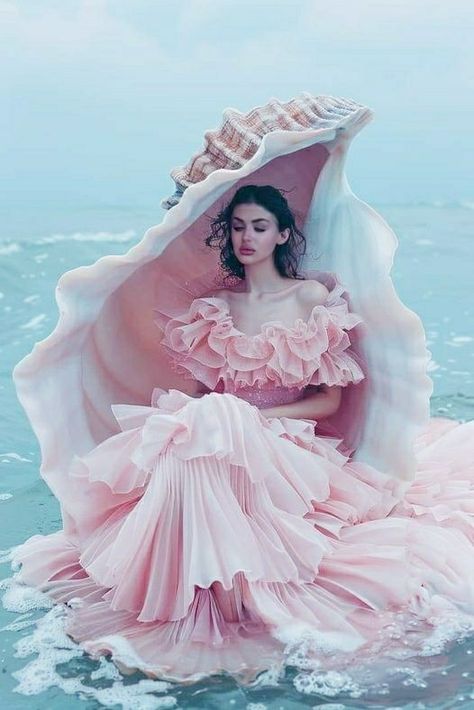 Shell Inspired Dress, Mermaid Editorial, 50 Shades Of Pink, Image Editor, Shades Of Pink, 50 Shades, Art Reference Photos, Art Reference Poses, Aesthetic Art