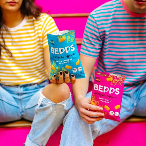 Colourful content creation for Bepps vegan snacks. Styled product and food photography by Marianne Taylor. Food Lifestyle Photography Instagram, Packaging Photography, Hello Panda, Instagram Branding Design, Organic Snacks, Facebook Cover Design, Sweet Bar, Dessert Photography, Food Photography Tips