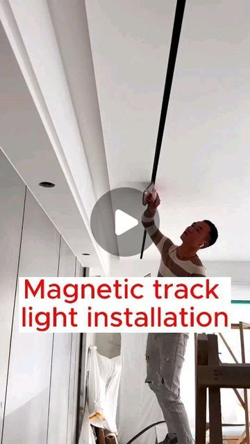 Magnetic Strip Light, Living Room Track Lighting, Magnetic Track Lighting Living Room, Spotlights Ceiling Living Rooms, Magnetic Lights Ceiling, Track Light Ceiling Design, Track Lighting Living Room, Magnetic Track Light, Perimeter Lighting