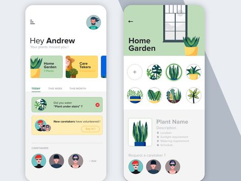 Style exploration / Plants care app by Anass Drissi Plant App Design, App Style, Desain Ux, Figma Website, Plant App, Figma Design, Ui Ux 디자인, Ui Website, Plants Care