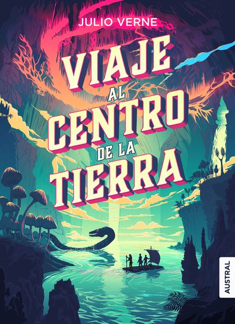 Viaje al centro de la Tierra, de Jules Verne. Cubierta diseñada por Pete Lloyd. Traducción de Trinidad García del Cid Ya Book Covers, Book Cover Design Inspiration, Book Cover Illustration, Beautiful Book Covers, Jules Verne, Landscape Illustration, Book Print, Book Cover Design, Love Book