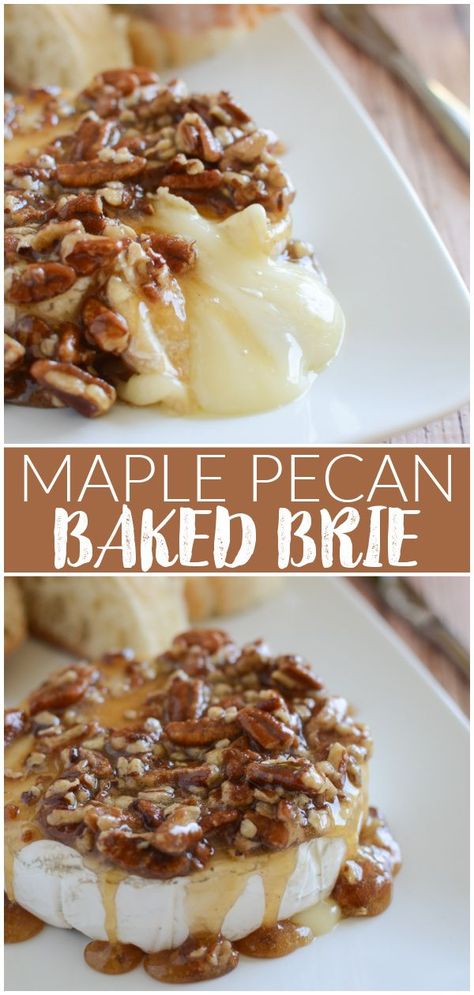 Brie And Pecan Appetizer, Whipped Spreadable Brie, Brown Sugar Brie Appetizer, Oven Brie Recipes, Pecan Pie Baked Brie, Pecan Pie Brie, Brie Crockpot Recipes, Brie Pecan Appetizer, Honey Pecan Baked Brie