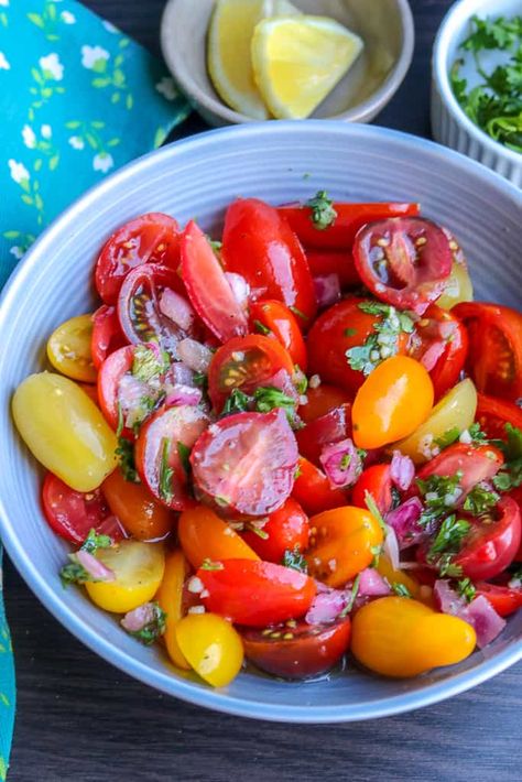 Medley Tomatoes Recipes, Tomato Medley Recipes, Haitian Chicken, Seasoned Tomatoes, Lent Food, Rainbow Tomatoes, Tomatoes Recipes, Coleslaw Salad, Sides Dishes