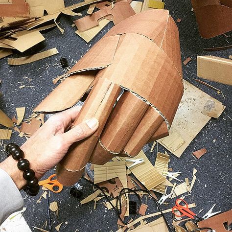 In progress, left hand #cardboard #cardboardart #art#sculpture | Flickr - Photo Sharing! Cardboard Art Sculpture, Cardboard Cartons, Middle School Art Projects, Paper Mache Clay, Cardboard Sculpture, Classroom Art Projects, Paper Mache Sculpture, Hand Sculpture, Cardboard Art