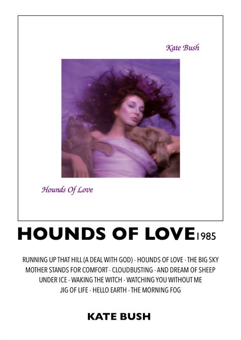 Kate Bush Album Covers, Kate Bush Wallpaper, Hounds Of Love Kate Bush, Kate Bush Albums, Kate Bush Hounds Of Love, Hounds Of Love, Rap Album Covers, Minimalist Music, Polaroid Posters