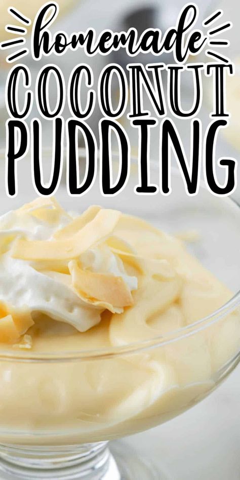 This homemade Coconut Pudding recipe is creamy, sweet, delicious and so easy to make. Coconut pudding is so easy to make and once you make homemade pudding you will never go back to the boxed stuff! Filling For Cakes, Pudding Recipes Homemade, Pudding From Scratch, Pudding Desserts Recipes, Coconut Cream Pie Recipes, Homemade Pudding, Coconut Pudding, Simple Dessert, Coconut Custard