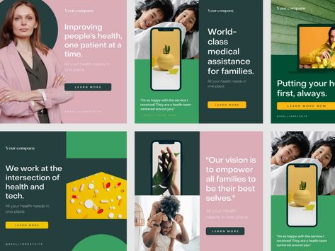 Colourful Healthcare Social Media Ads by Janna Hagan ⚡️ on Dribbble Healthcare Social Media Posts, Paid Ads Design, Healthcare Social Media, Facebook Ads Design, Digital Ads, Social Media Ads, Find Clients, Media Campaign, Brand Campaign