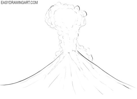 How to Draw a Volcano Volcanoes Aesthetic, Volcanoes Drawing, Volcano Sketch, Volcanoes Activities, Volcano For Kids, Volcano Drawing, Tree Waterfall, Volcano Model, Volcano Projects