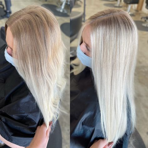 Icy Lived In Blonde, Dimensional Blonde With Dark Roots, Blonde With Dark Shadow Roots, Platinum Blonde Balayage Dark Roots, Cold Blonde Highlights, Bright Blonde With Shadow Root, Bright Lived In Blonde, Bright Blonde Babylights, Blonde Hair Babylights