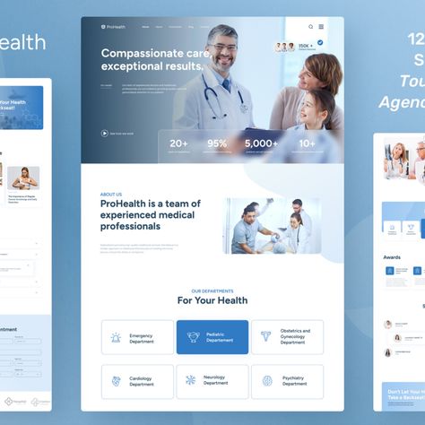 ProHealth ¨C Delight Blue Minimalist Modern Medical & Healthcare Website Design UI Element Medicine Website Design, Health Care Website Design, Healthcare Website Design Inspiration, Health Website Design, Hospital Website Ui Design, Medical Site Design, Recruitment Website Design, Medical Website Design Inspiration, Healthcare Website Design