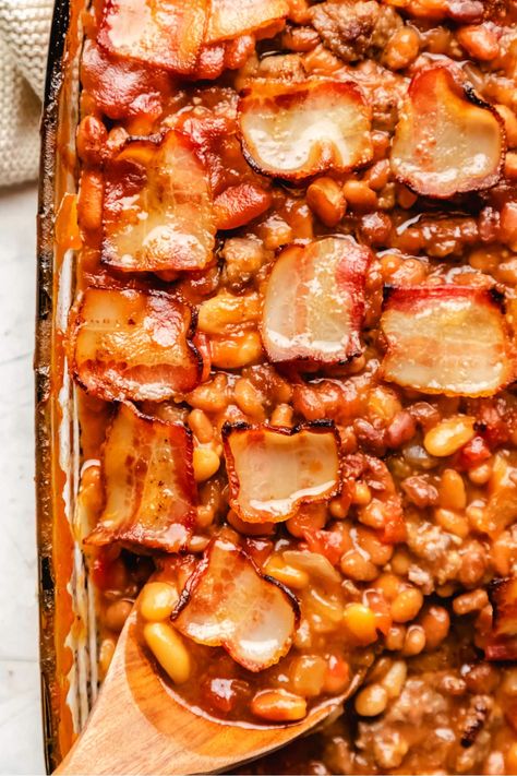 BBQ Bacon Baked Beans Sundried Tomato Chicken Pasta, Barbecue Baked Beans, Bacon Baked Beans, Southern Fried Okra, Creamy Slaw, Canned Baked Beans, Bbq Side Dish, Sundried Tomato Chicken, Burger Side Dishes