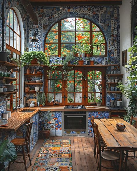 In love with this unique home 💘🏡 What about you? ✨ By @my_homely_decor #DreamHome #slowliving #gaudi #gaudí #HomeDesign #myhome… | Instagram Homely Decor, 1930s Kitchen, Whimsical Kitchen, Gaudi Architecture, Rustic Home Design, Boho Kitchen, Interior Modern, Dream Room Inspiration, Tiny Kitchen