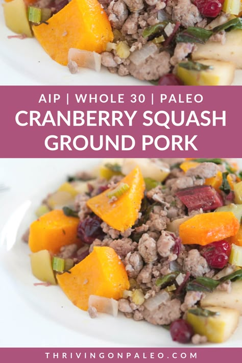 Butternut Squash And Cranberries, Paleo Bowl, Aip Dinner Recipes, Fall Ingredients, Aip Lunch, Paleo Pork Recipes, Easy Paleo Dinner, Easy Paleo Dinner Recipes, Aip Dinner