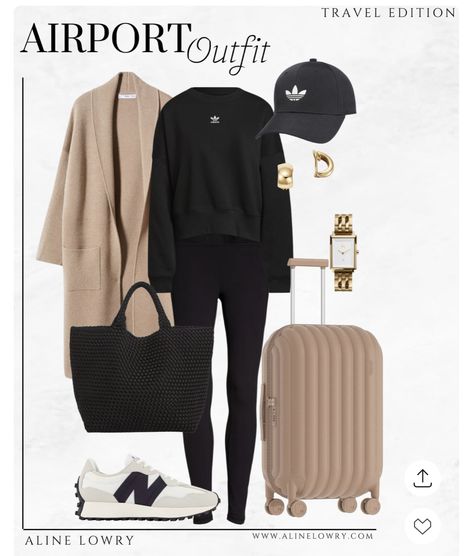 Varley Outfit Ideas, Travel Comfy Outfit, Winter Airport Look, Winter Airport Outfit, Airport Outfit Fall, Winter Fashion Inspiration, Casual Travel Outfit, Chic Travel Outfit, Comfortable Travel Outfit