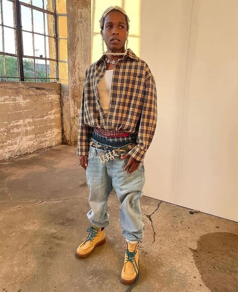 A$AP Rocky at the @highsnobiety Cover Shoot Rocky Outfits, Asap Rocky Outfits, Asap Rocky Fashion, Hidden Ny, Lord Pretty Flacko, Button Down Outfit, Pretty Flacko, Boxer Pants, A$ap Rocky