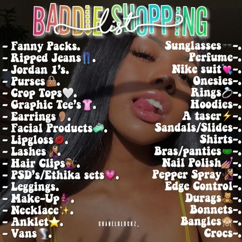 Birthday Glow Up List, Baddie Shopping List, Selfcare Shopping List, Things To Shop For, Baddie Essentials List, Color Themes For Bedrooms, Baddie Things To Buy, Things To Buy At The Mall, Glow Up Shopping List