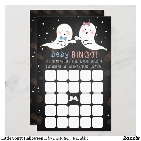 Little Spirit Halloween Gender Reveal Party Bingo Halloween Gender Reveal Party, Halloween Chalkboard, Halloween Gender Reveal, Chalkboard Baby, Gender Reveal Games, Baby Bingo, Baby Shower Bingo, Halloween Baby, Blue Baby Shower