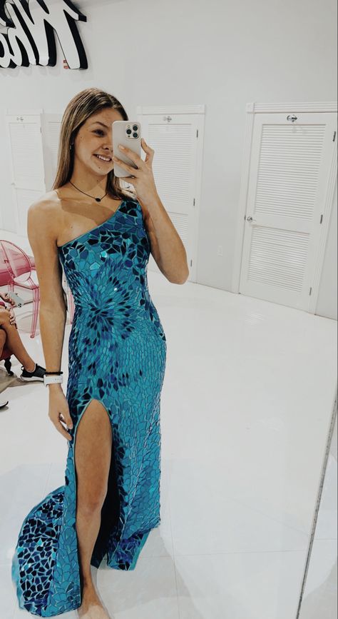 Junior Prom Dresses Long Tight, Prom Dresses 2023 One Shoulder, Prom Dress With Back Covered, Size 12 Prom Dress, Glass Mirror Prom Dress, Neon Theme Prom Dresses, B Darlin Dress Prom, Sequin Blue Prom Dress, Turquoise Blue Prom Dress