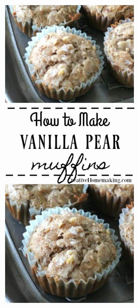 Easy recipe for vanilla pear muffins. One of my favorite fall baking recipes! Pear Muffin, Pear Dessert Recipes, Pear Muffins, Pear Dessert, Fall Baking Recipes, Vanilla Recipes, Recipes Baking, Pear Recipes, Baking Muffins