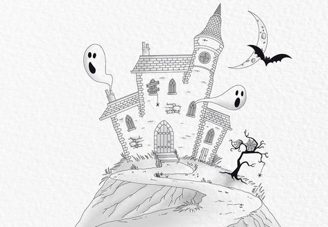 19 easy Halloween drawing ideas for all ages Easy Halloween Face Painting, Haunted House Drawing, Easy Halloween Drawings, Halloween Drawing Ideas, Vampire Drawings, Ghost Drawing, Pumpkin Drawing, Creepy Monster, Halloween Rocks