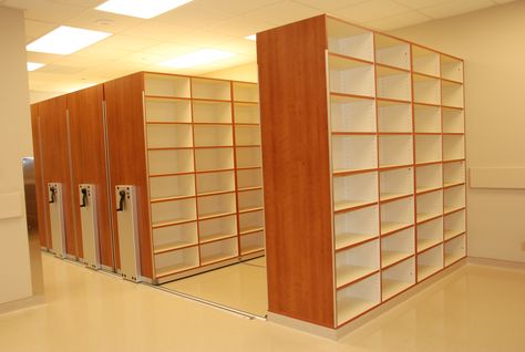 Rolling Storage  Drug Storage  Movable Shelves Pharmacy Shelves, Movable Shelves, High Density Storage, Tools Organization, Medication Storage, Pharmacy Store, Shelves Design, Pharmacy Design, Rolling Storage