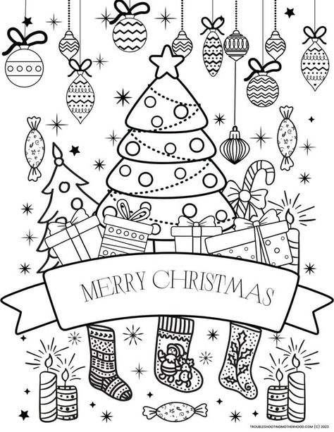 Merry Christmas Coloring Pages, Christmas Colouring, Free Christmas Coloring Pages, Printable Christmas Coloring Pages, Christmas Coloring Books, Homemade Holiday, Stocking Tree, Free Christmas Printables, Christmas Coloring