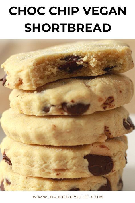 Authentic tasting Scottish chocolate chip shortbread without the dairy. These shortbread cookies are vegan-friendly and super easy to make. Cranberry Shortbread Cookies, Cranberry Shortbread, Vegan Christmas Desserts, Chocolate Chip Shortbread, Vegan Xmas, Vegan Shortbread, Vegan Christmas Cookies, Vegan Baking Recipes, Vegan Christmas Recipes