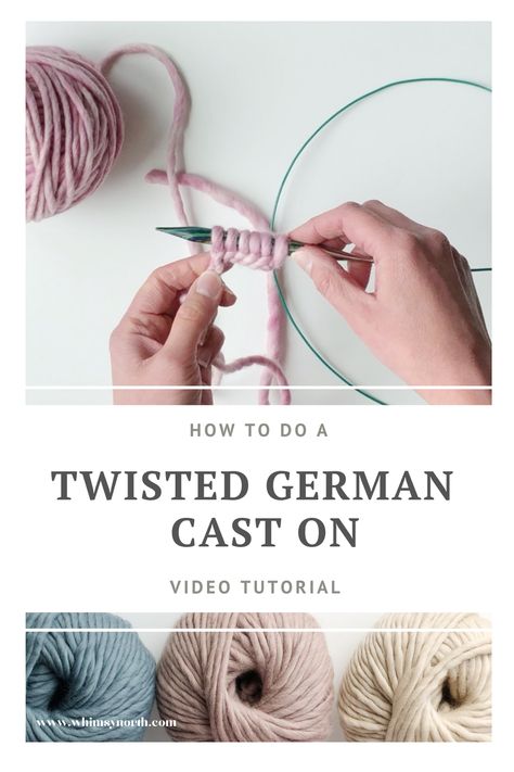 German Twisted Cast On Tutorials, German Twisted Cast On, Knitting Cast On, Stretchy Cast On Knitting, Knitting Doodles, Provisional Cast On Knitting, Knitting Tricks, Knitting Lessons, Knit Techniques