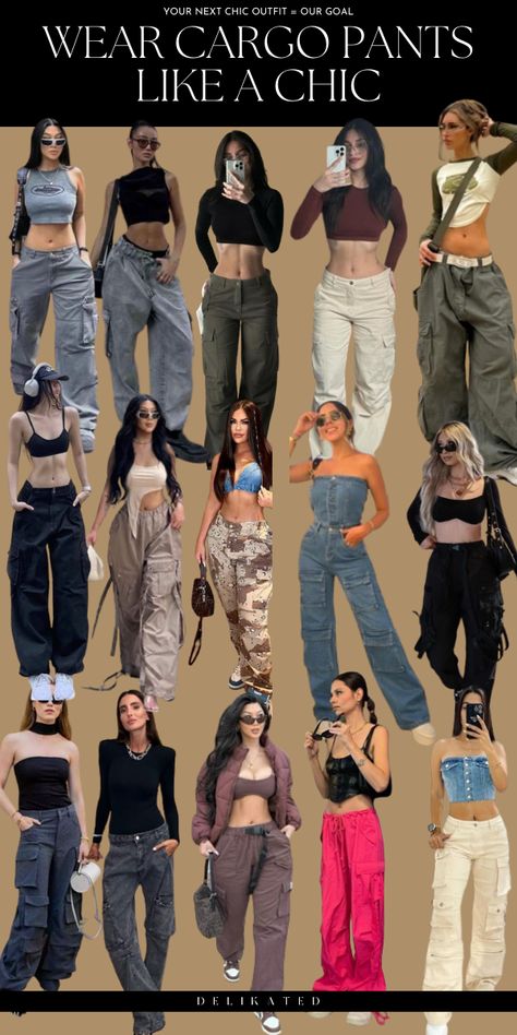 Cargo Pant Outfit Ideas, Cargo Pant Outfit, Pant Outfit Ideas, Cargo Pant Outfits, Pant Outfits, How To Style Cargo Pants, Summer Pants Outfits, Parka Vest, Cargo Pants Outfit