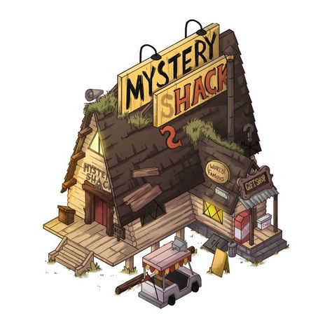 gravity falls Gravity Falls Mystery Shack, Gravity Falls Wiki, The Mystery Shack, Mystery Shack, Desenhos Gravity Falls, Gravity Falls Art, Building Concept, Isometric Art, Fall Background