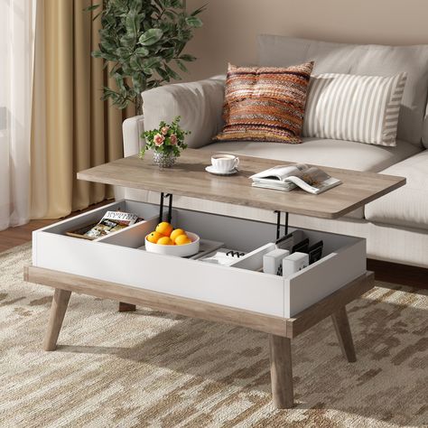 Elegant Living Room Furniture, Coffee Table With Hidden Storage, Coffee Center, Coffee Table Size, Living Room Essentials, Sofa End Tables, Lift Top Coffee Table, Brown Living Room, Elegant Living Room