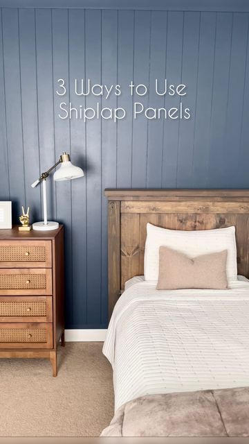 Shiplap Wall As Headboard, Ship Lapped Walls Bedroom, Shiplap Paneling Sheets, Half Shiplap Wall, Shiplap Bedroom Wall, Paneling Sheets, Shiplap Paneling, Sherwin Williams Paint, Window Bench