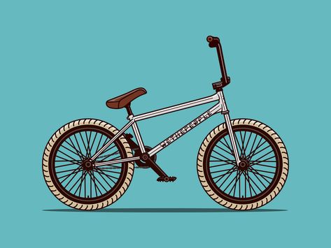 Cartoon Bike, Bike Shop Ideas, Santa Cruz Bicycles, Bmx Street, Bicycle Illustration, Bike Drawing, Bike Illustration, Fixed Bike, Bmx Bicycle