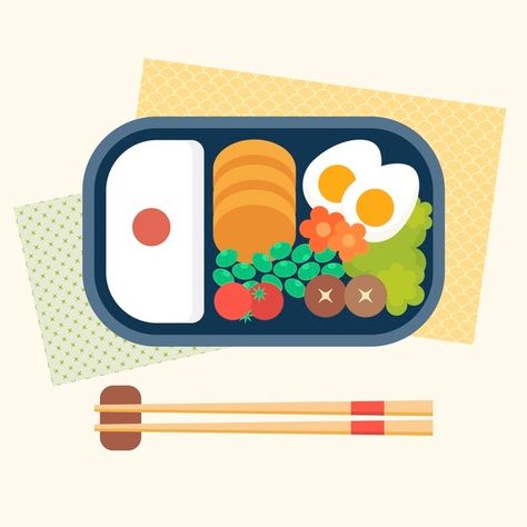 Box Illustration, Geometric Box, Bento Box Lunch, Editorial Illustration, Food Illustrations, Bento Box, Food Pictures, Graphic Resources, Vector Art