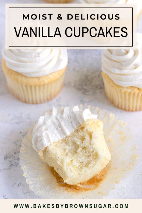 White Vanilla Cupcakes, Cupcake Base Recipe, Yellow Cupcake Recipe From Scratch, Simple Vanilla Cupcakes, Vanilla Pudding Cupcakes, Homemade Cupcakes From Scratch, Vanilla Cupcake Recipe With Oil, Cupcake Recipes Vanilla, Small Batch Vanilla Cupcakes