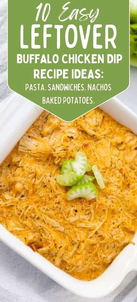 This spicy, cheesy, delicious dip doesn’t deserve a future in the back of your refrigerator! Learn the 10 Best Ways To Use Leftover Buffalo Chicken Dip so you can repurpose it into exciting meals that will leave you hoping for leftovers after every party! Use it for sandwiches, wraps, quesadillas, baked potatoes and more! Leftover Buffalo Chicken Dip, Buff Chicken Dip, Buffalo Chicken Wing Dip, Chicken Wing Dip, Keto Beginner, Buffalo Chicken Dip Recipe, Sandwiches Wraps, Beginner Recipes, Chicken Dip