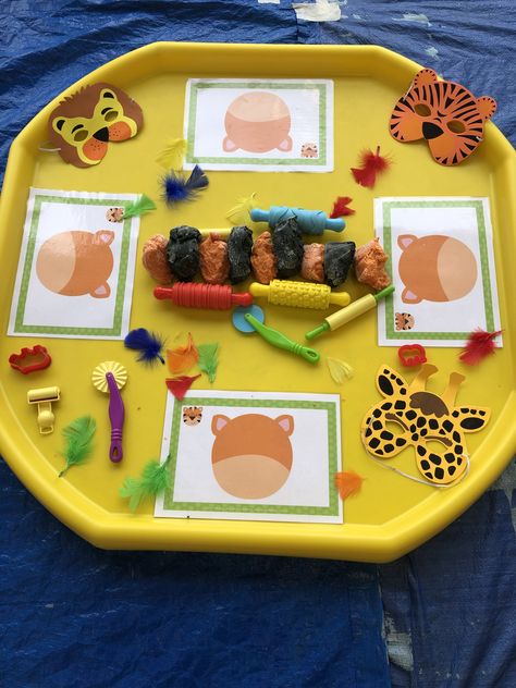 Tiger Who Came To Tea Tuff Tray, The Tiger Who Came To Tea, Babies Activities, Lion Kings, Animal Activities For Kids, Lion And The Mouse, Eyfs Classroom, Playdough Activities, Tuff Tray