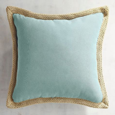 Calliope Jute-Trimmed Maui Pillow Beige Comforter, Aqua Pillows, Coastal Throw Pillows, Papasan Chair, Indoor Patio Furniture, Modern Coastal, Pier 1 Imports, Beautiful Pillows, Decorative Throws