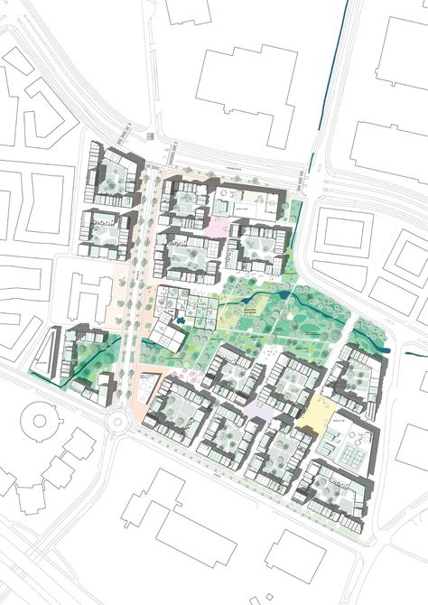 Conceptual Model Architecture, City Grid, Urban Analysis, Urban Design Graphics, Systems Thinking, City Block, Public Realm, Landscape Plan, Landscape Architecture Design