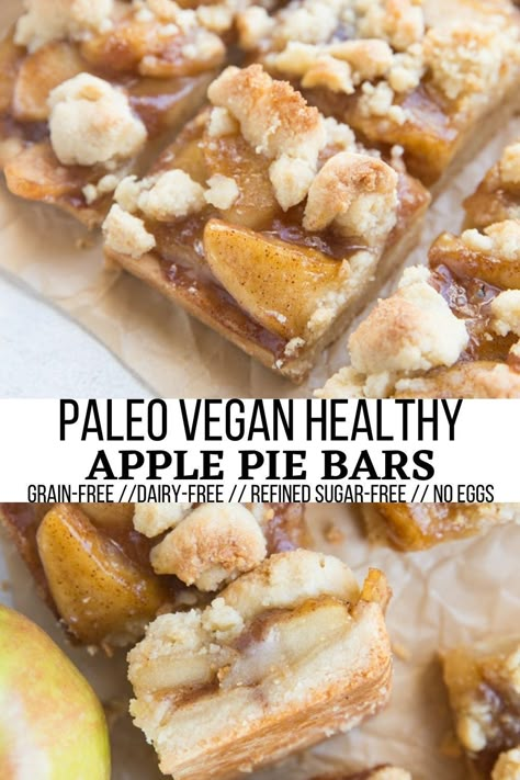 Paleo Apple Dessert, Sugar Free Apple Pie, Paleo Apple Pie, Apple Pie Bars Recipe, Flourless Desserts, Paleo Apple, Healthy Apple Pie, Healthier Baking, Easy Bar Recipes