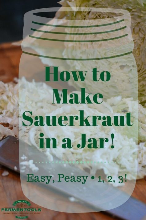 Canning Sauerkraut, Easy Sauerkraut Recipe, Make Sauerkraut, Making Sauerkraut, Fermented Sauerkraut, Fermenting Weights, Fermenting Jars, Homemade Sauerkraut, Fermented Cabbage