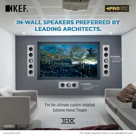 KEF Ci Architectural Speakers. From entry level to Reference level and THX certified, we've got the beautiful sound and look your home deserves. https://www.profx.com/in-wall-theatre/ Kef Speakers, Party Speakers, In Wall Speakers, Audio Design, Built In Speakers, Tv Cabinet, Home Entertainment, Tv Cabinets, Home Audio