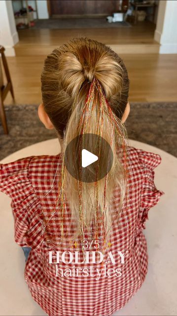 Camilla Thurman on Instagram: "Tinsel hair bow tutorial 🎁✨🎄 Do you love??? This is probably my favorite holiday hairstyle we have done yet! This one will be repeated as Christmas gets closer — it’s just too cute for girls. Comment TINSEL and I will send you a DM with all the products used. You can also shop them here: https://urlgeni.us/amazon/C2bb #tinselhair #hairbow #bowhair #bowhairstyle #hairtinsel #christmashair #christmashairstyle #holidayhair #holidayhairstyle #girlshair #girlshairstyles #funhair #funhairstyles" Christmas Tinsel Hair, Toddler Holiday Hairstyles, Christmas Hair Tinsel, How To Braid Tinsel Into Hair, Girls Holiday Hair, Kids Christmas Hairstyles, Christmas Hair Ideas For Kids, Braid Bow Hairstyle, How Do You Put Tinsel In Your Hair