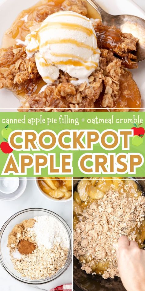 Applecrisp Crockpot, Apple Crisp Crockpot Easy, Fall Crockpot Desserts, Apple Crisp Crockpot, Crockpot Apple Pie, Crockpot Dessert, Slow Cooker Apple Crisp, Crockpot Apple Crisp, Apple Crisp Pie