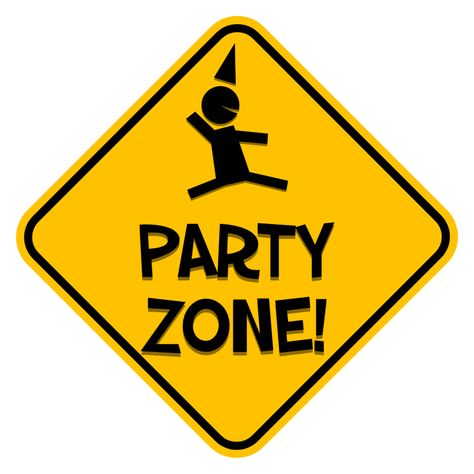 Attention! This is where the party zone begins, so put on a celebratory cap and have a fun. Funny road sign sticker for hot web parties. Funny Road Signs, Party Zone, Sign Sticker, Construction Party, Laser Tag, Construction Birthday, Road Sign, Road Signs, Free Halloween