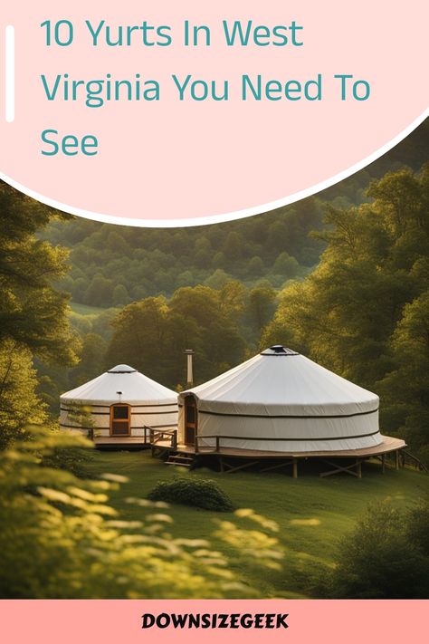 10 beautiful yurts nestled in the lush forests of West Virginia. Yurt Camping, Yurt Living, Cozy Camping, Rustic Cabins, New River Gorge, New River, Living Ideas, Pinterest Pin, Camping Experience