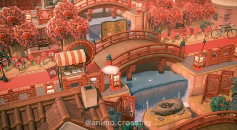 Acnh Japanese Ideas Entrance, Acnh Japanese Entrance, Animal Crossing Island Inspiration Japan, Japan Inspired Animal Crossing Island, Animal Crossing China Town, Acnh Japanese Festival, Acnh Asian Style, Animal Crossing Traditional Japanese, Japan Animal Crossing Town