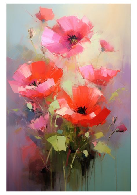 Abstract Poppies, Acrylic Flower Painting, Nature Art Drawings, Acrylic Painting Flowers, Floral Oil Paintings, Make Pictures, Watercolor Flowers Paintings, Flower Art Painting, Rose Painting